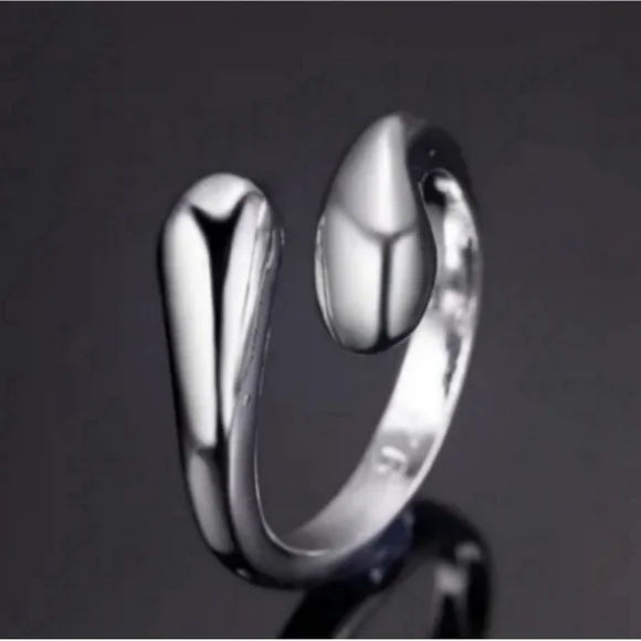 925 Sterling Silver Waterdrop Jewelry Set Bracelet Necklace Earrings and Ring - Picture 7 of 16